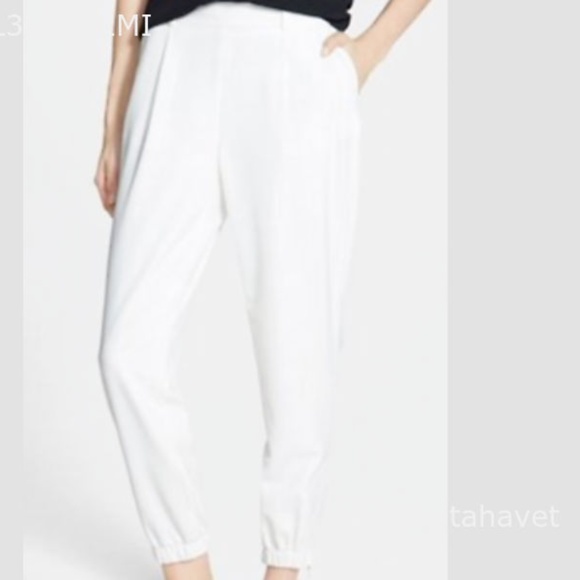 TROUVÉ Stretch Crepe Jogger Pants White - Picture 1 of 8